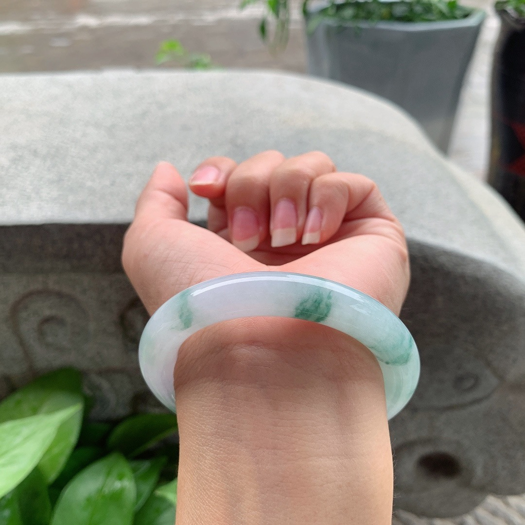 小圈口53-9.8 【冰飘花圆条手镯】圆条53 54可戴