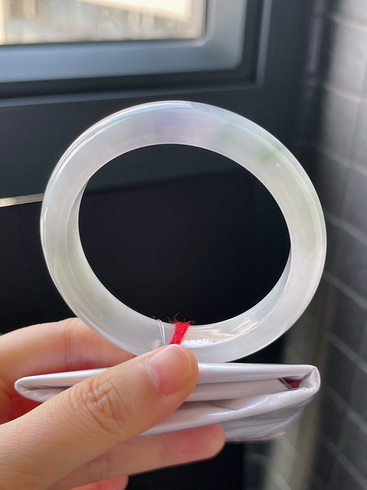 正圈55.2圈口，翡翠冰糯种春带彩手镯