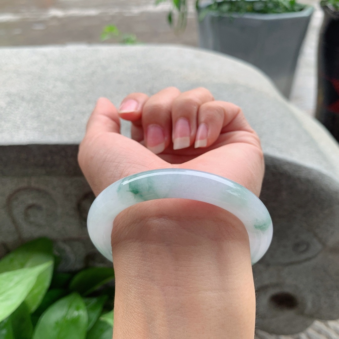 小圈口53-9.8 【冰飘花圆条手镯】圆条53 54可戴