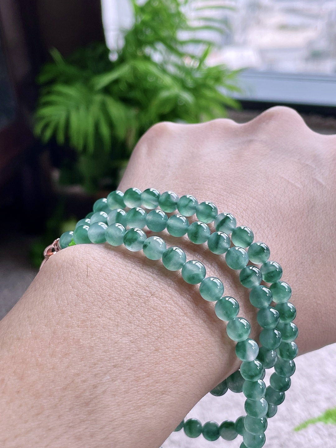 珠子，高冰飘花珠链圆珠珠子珠链，性比高，尺寸5.9mm，33cm，编号43.6克