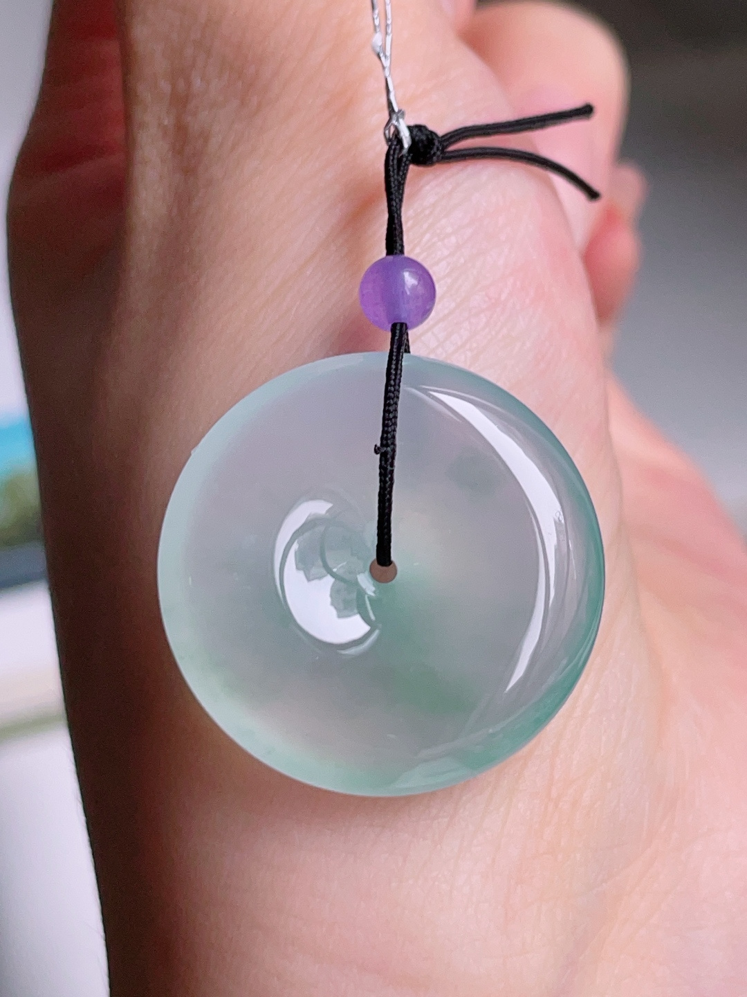 ️ 平安扣，冰润通透，种老水润 24.6/6，编号