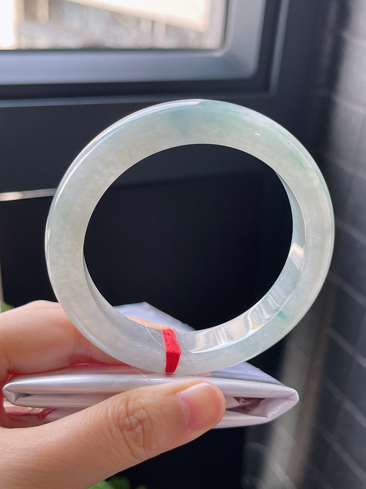 正圈57.8圈口，翡翠冰糯种飘花手镯