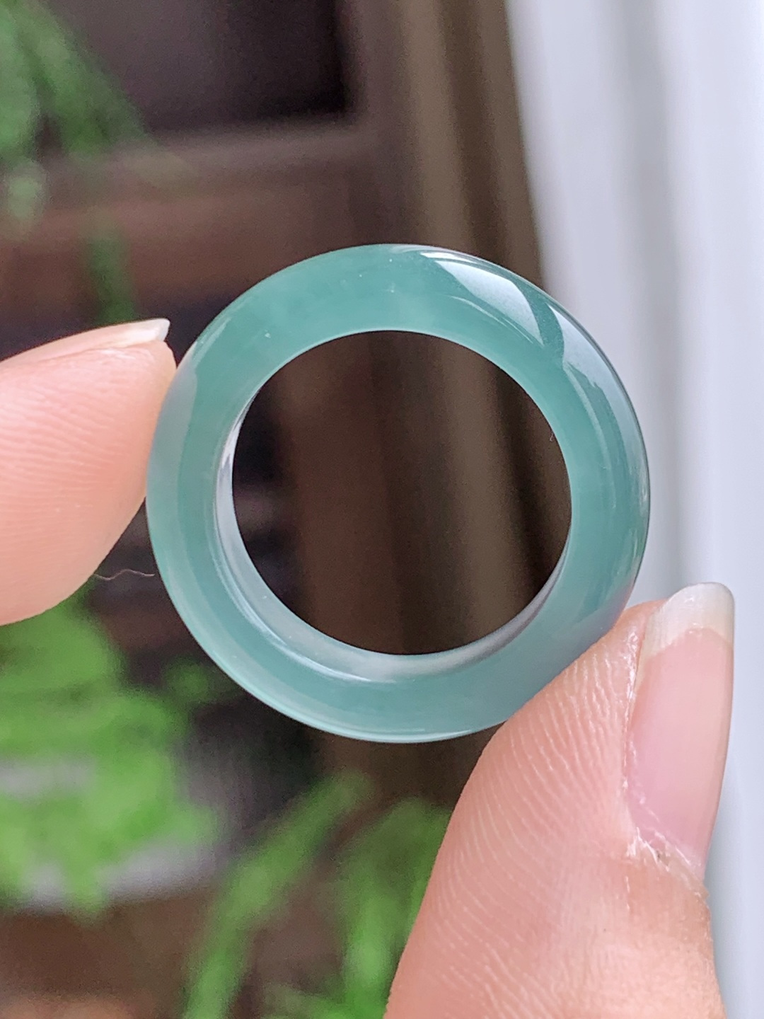 冰天空蓝指环，无裂，性比高，尺寸5.1-4，圈口15.5号，重量3.6克