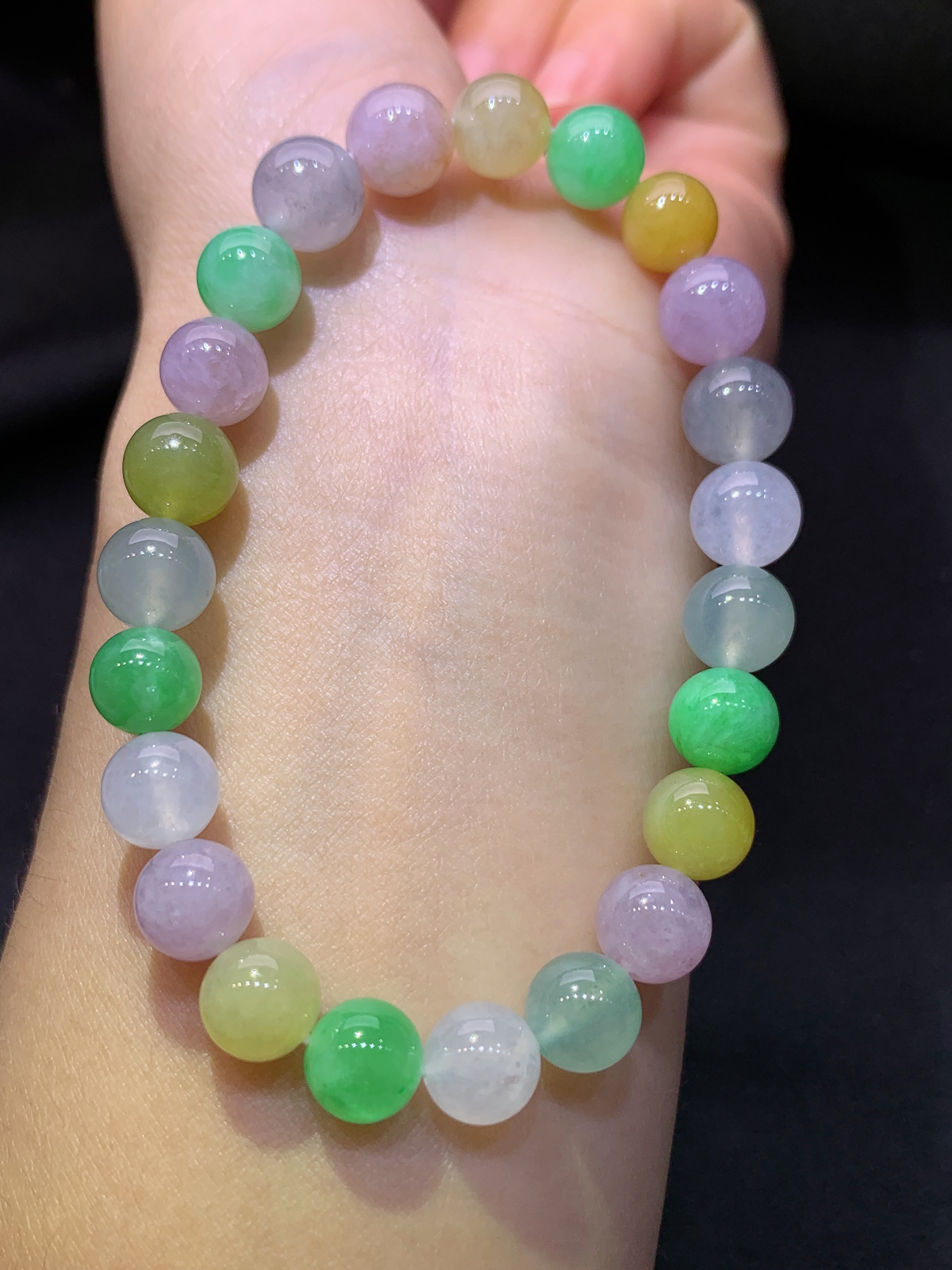 冰种多宝圆珠手串，手链，冰润鲜艳，玉质细腻，种水足，Be 直径7.8