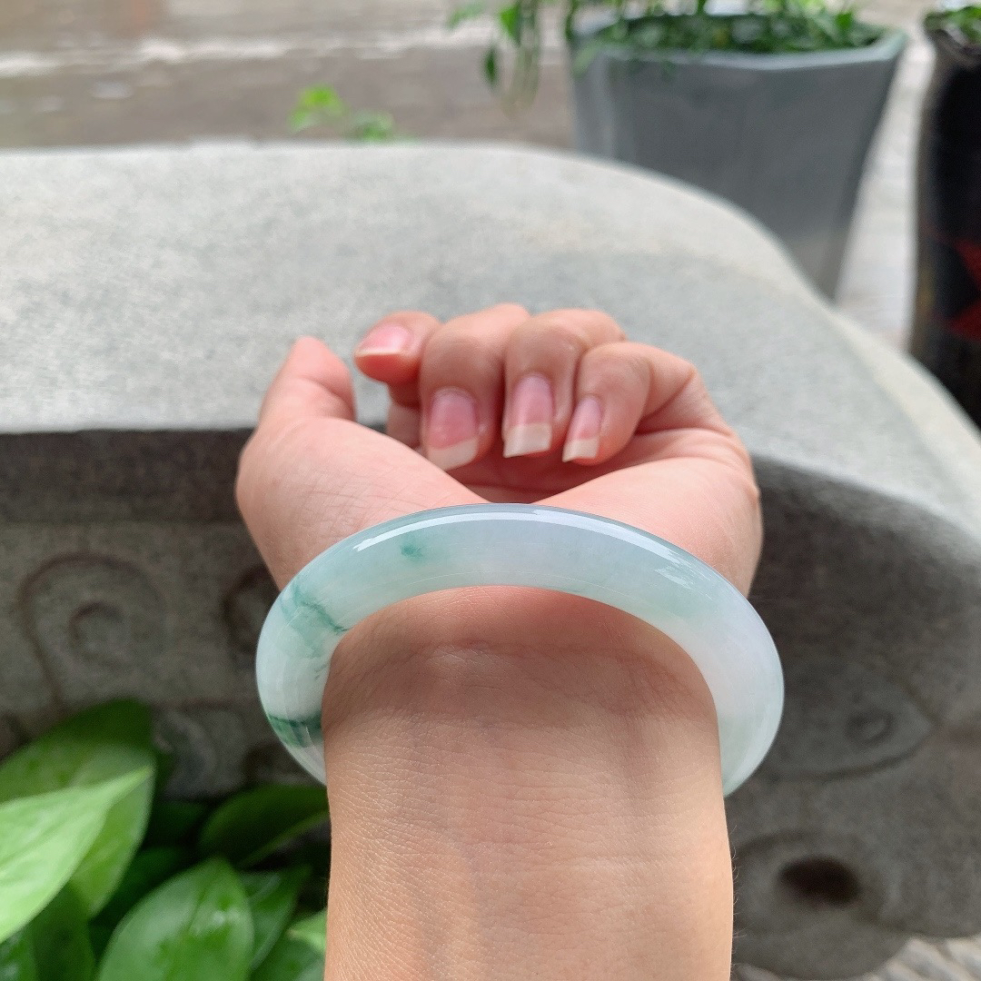 小圈口53-9.8 【冰飘花圆条手镯】圆条53 54可戴