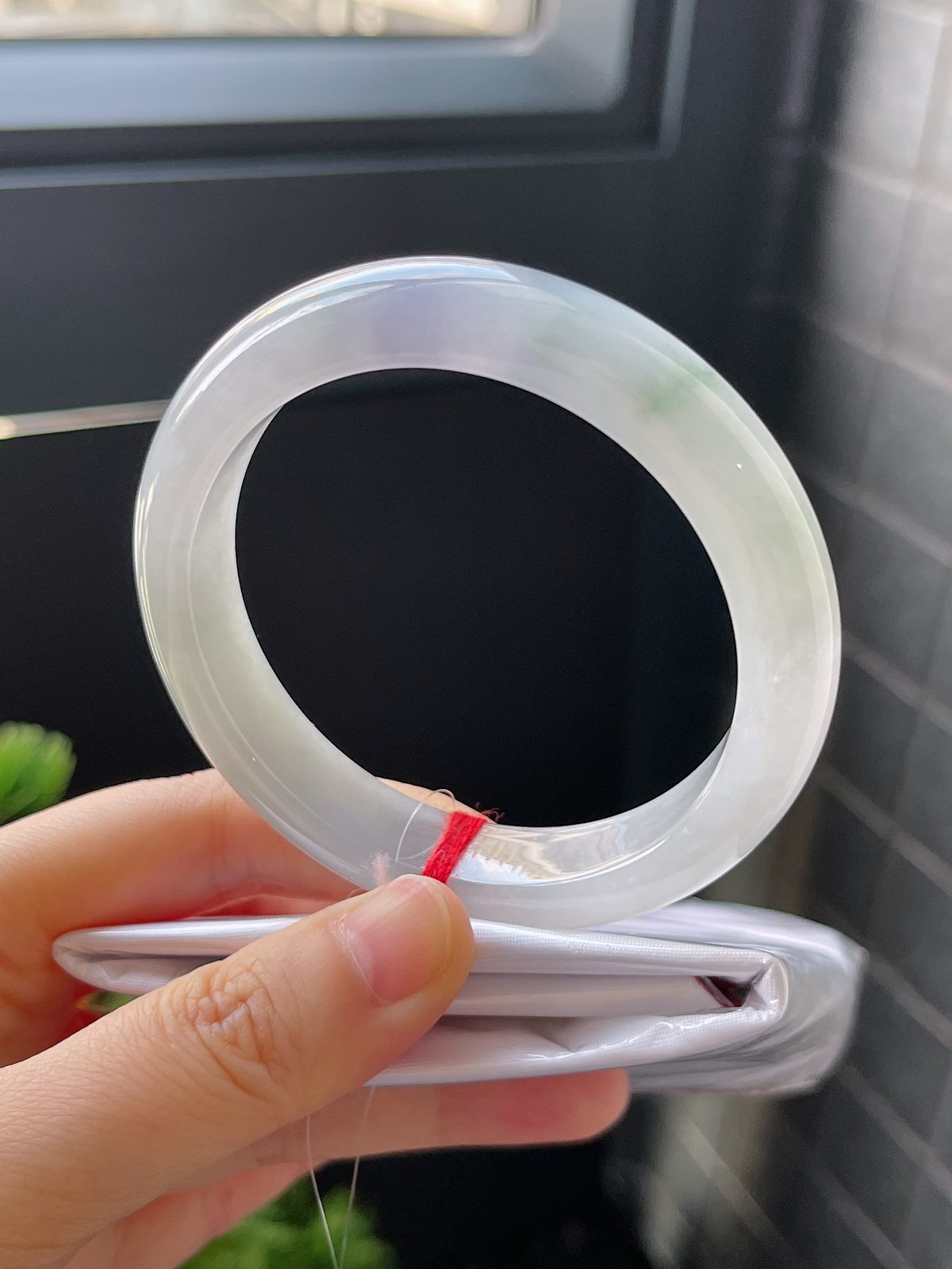 正圈55.2圈口，翡翠冰糯种春带彩手镯