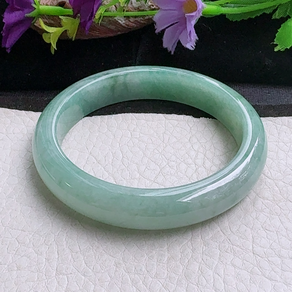 n实拍56*12.3*8平安镯 缅甸翡翠a货手镯飘花正圈玉镯子