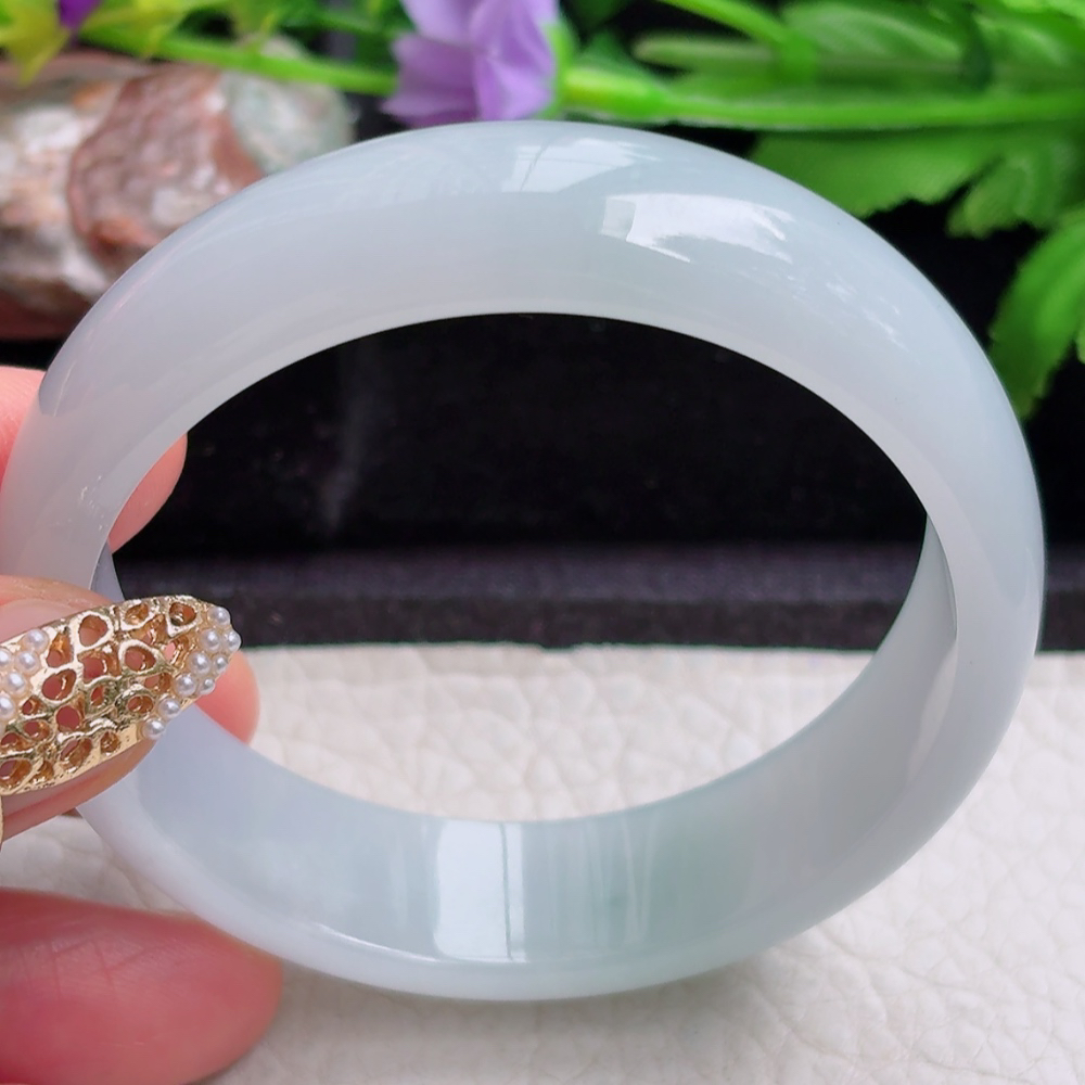 ee实拍56*15.5*6.6轮胎镯 缅甸翡翠a货手镯飘冰润正圈玉镯子