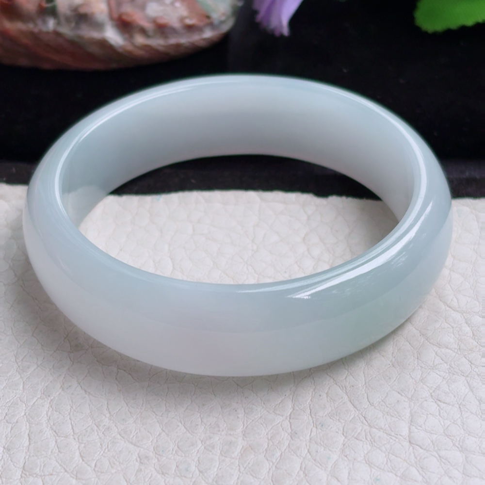 ee实拍56*15.5*6.6轮胎镯 缅甸翡翠a货手镯飘冰润正圈玉镯子