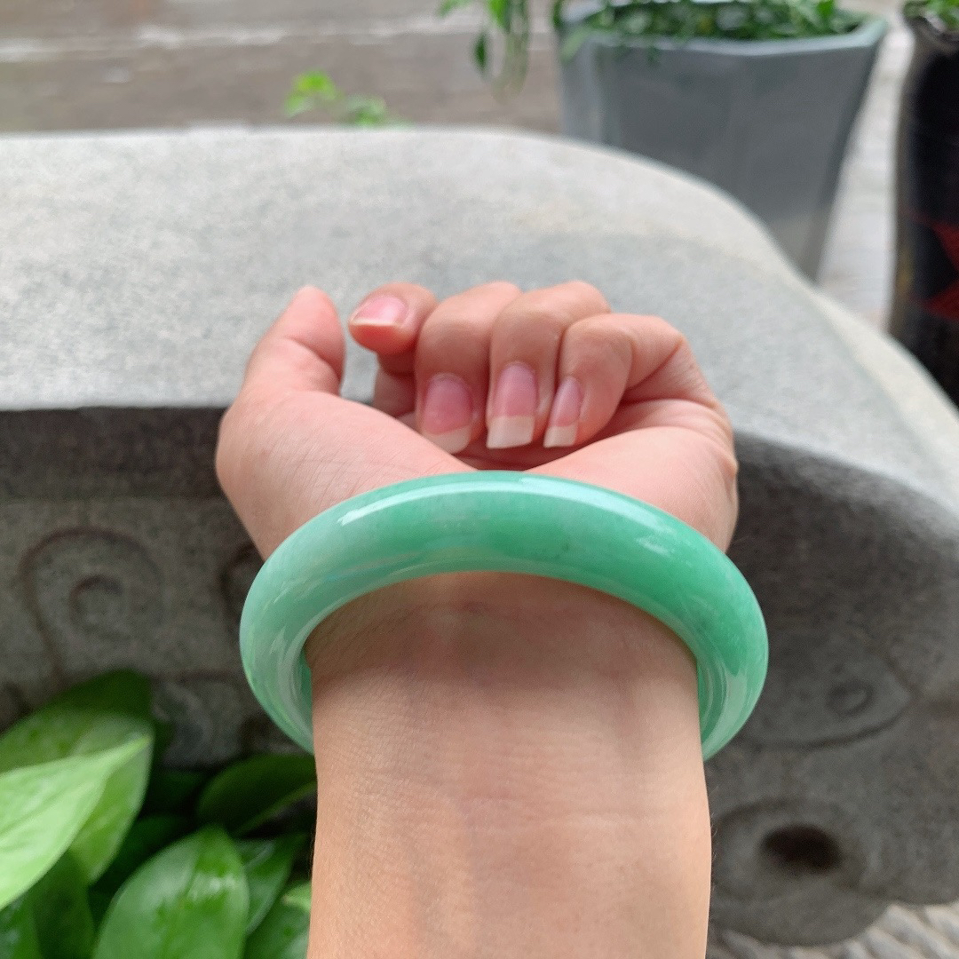 圈口57.8-12.6-9.2【满绿正圈手镯】正圈57 58可戴