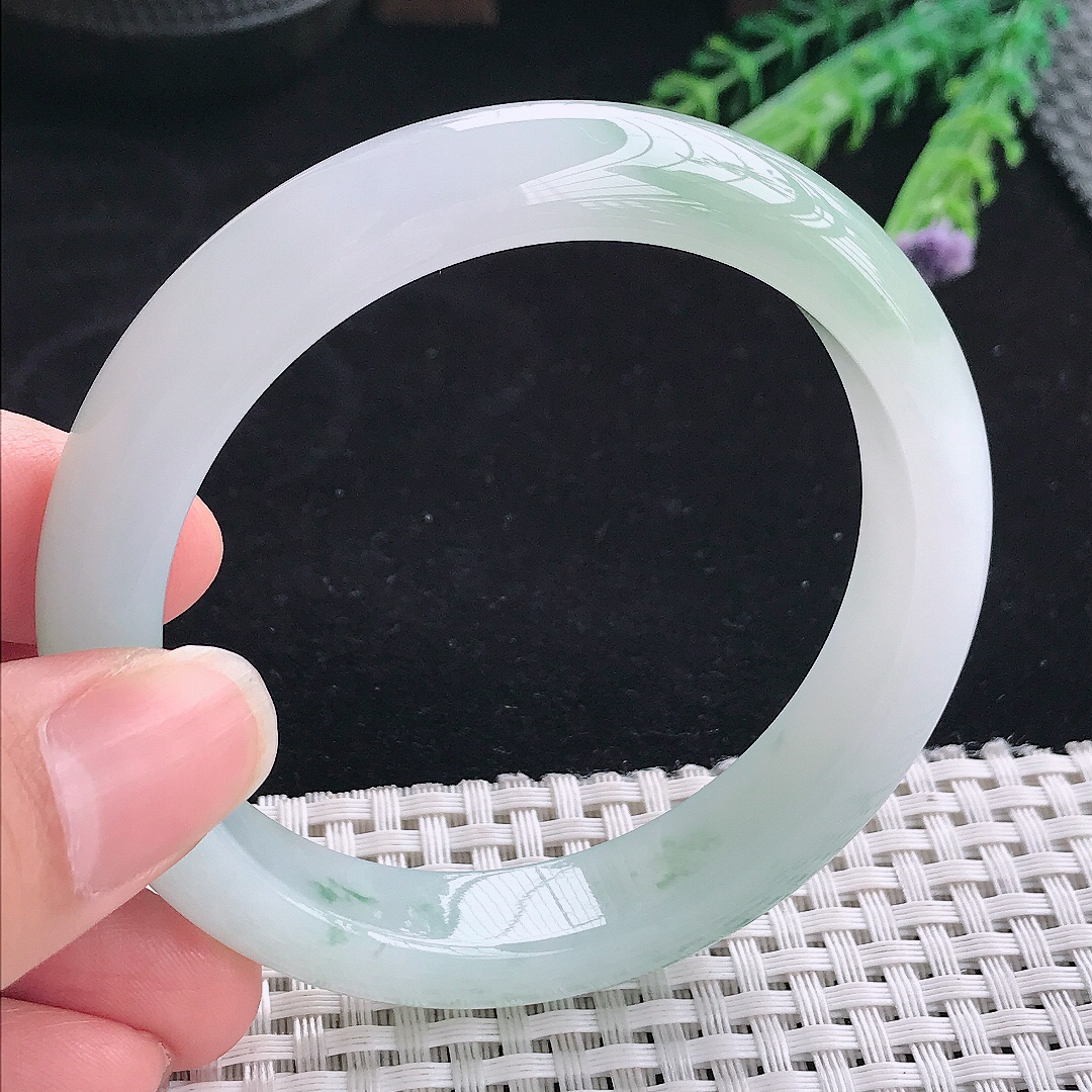 实拍A货翡翠58/12.6/8.5老坑冰胶果冻冰飘花手镯翡翠玉镯手环