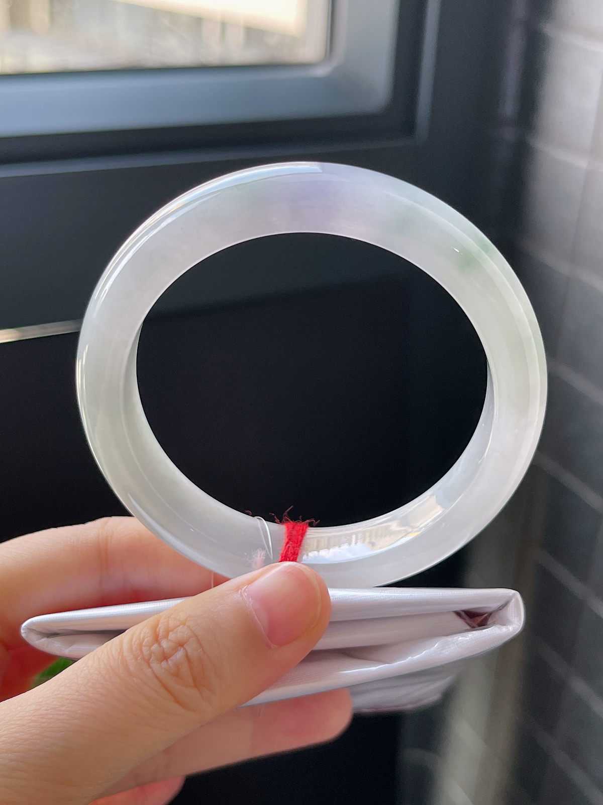 正圈55.2圈口，翡翠冰糯种春带彩手镯