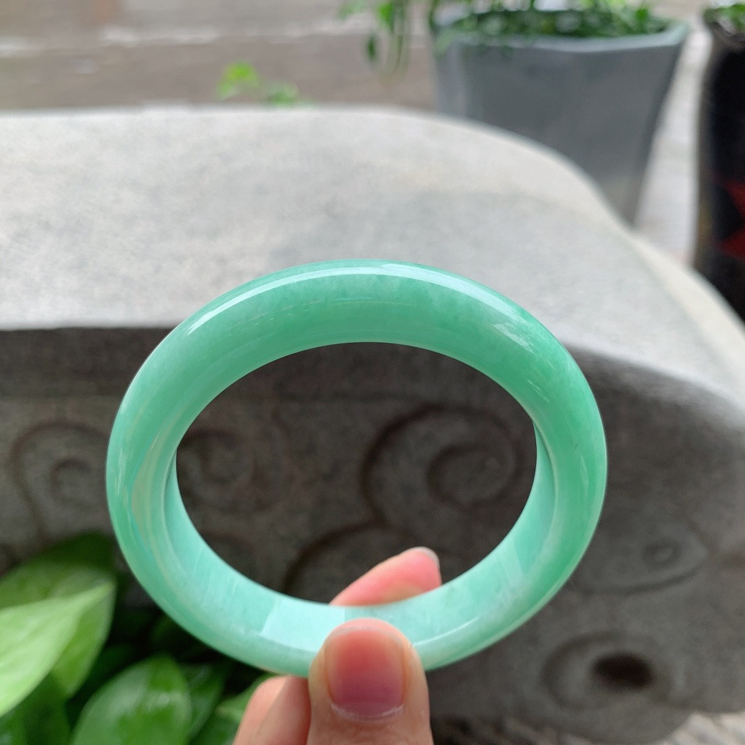 圈口57.8-12.6-9.2【满绿正圈手镯】正圈57 58可戴