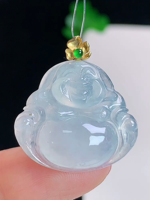 18k金镶冰笑佛，无裂，尺寸21.3/23.6/6，№:y2772  20