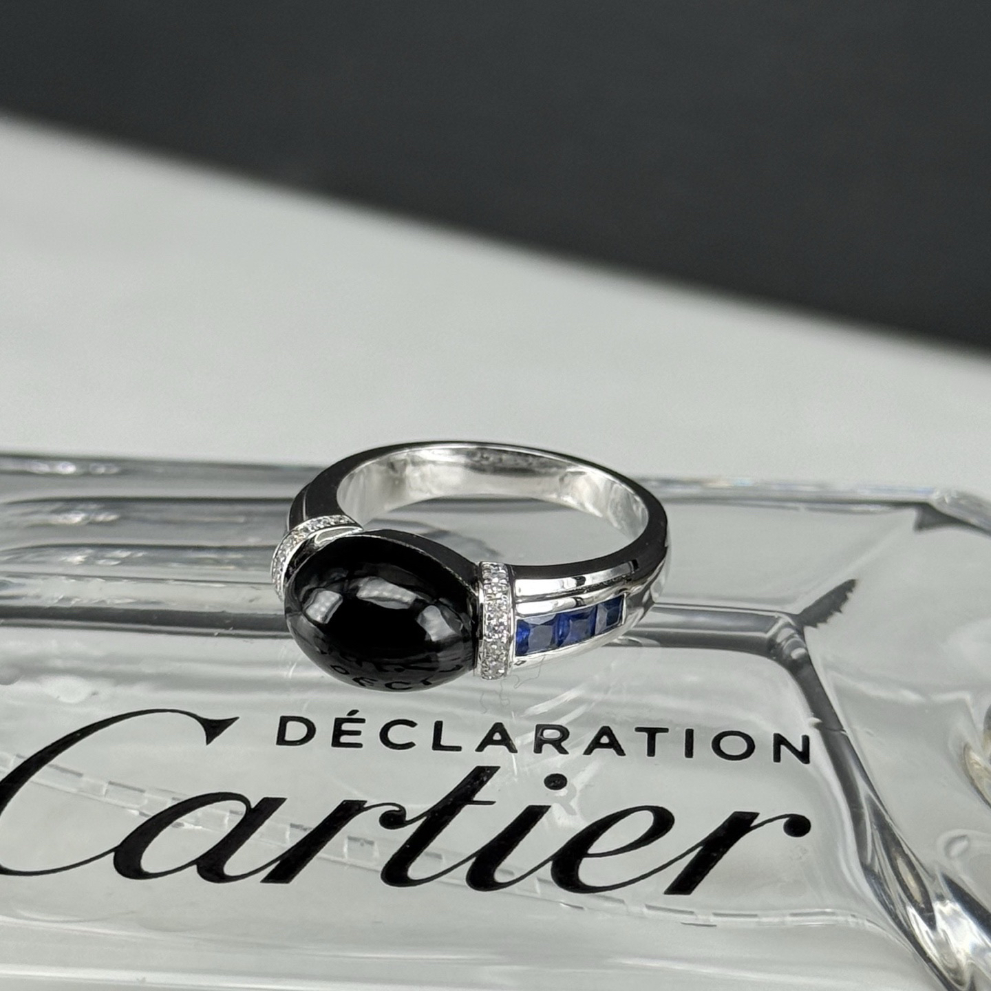 精品18k墨翠豪镶蛋面女戒 种好色正 黑度极好 打灯通透 重金豪镶有质感 尺寸11.6