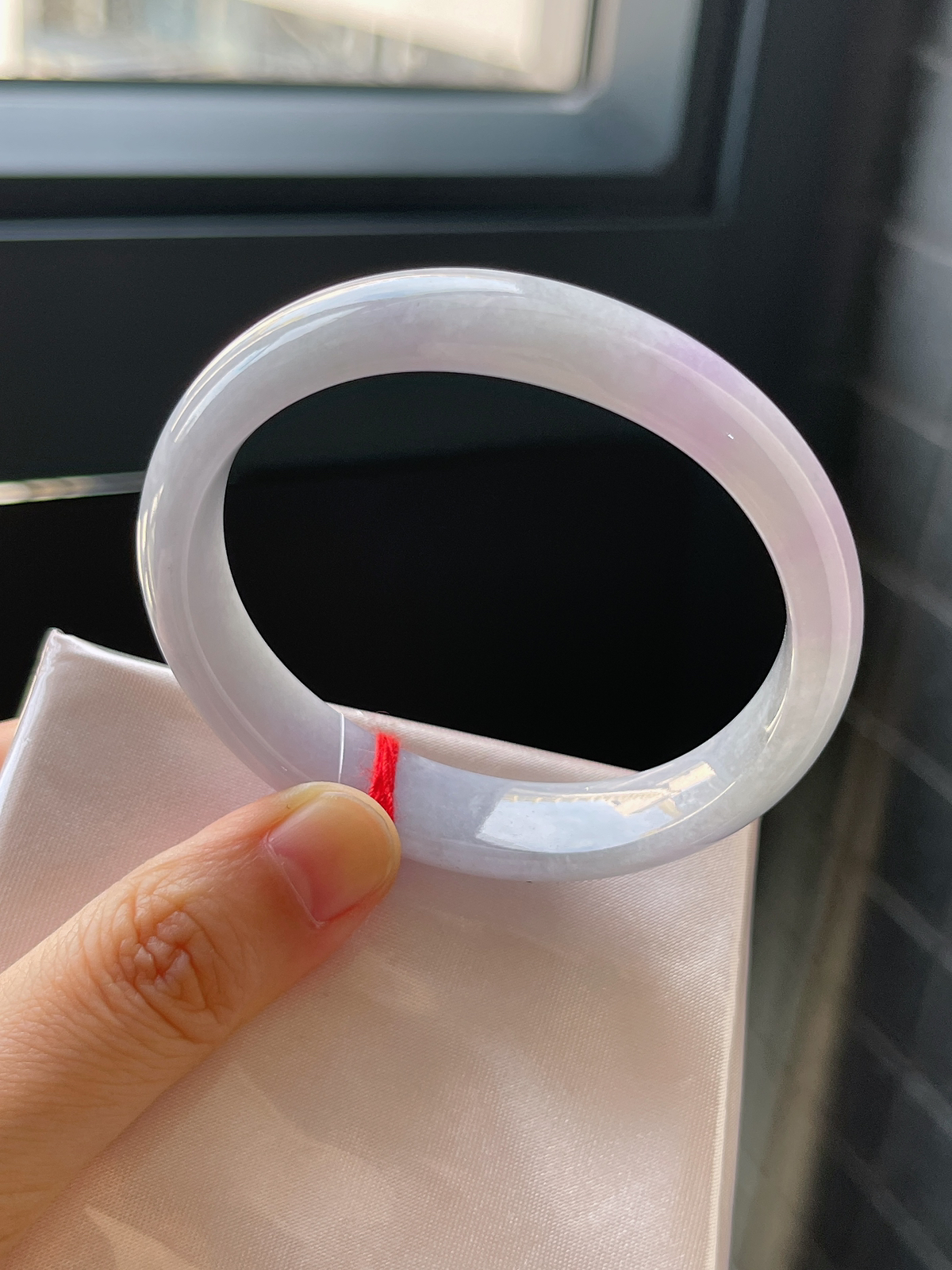 贵妃镯54.2圈口，翡翠糯化种紫罗兰手镯