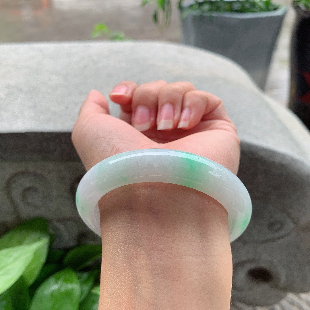 圈口56.5-11.9-9.4【白底青正圈手镯】正圈56 57可戴