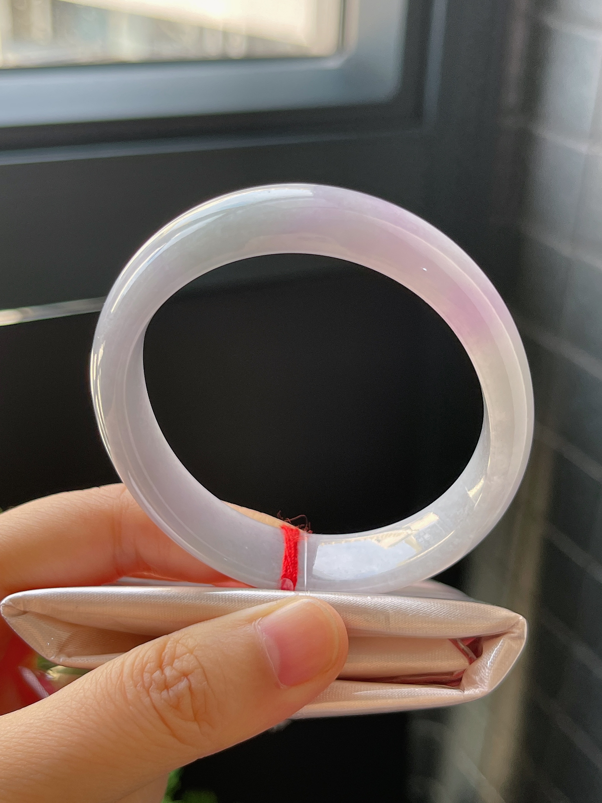 贵妃镯54.2圈口，翡翠糯化种紫罗兰手镯