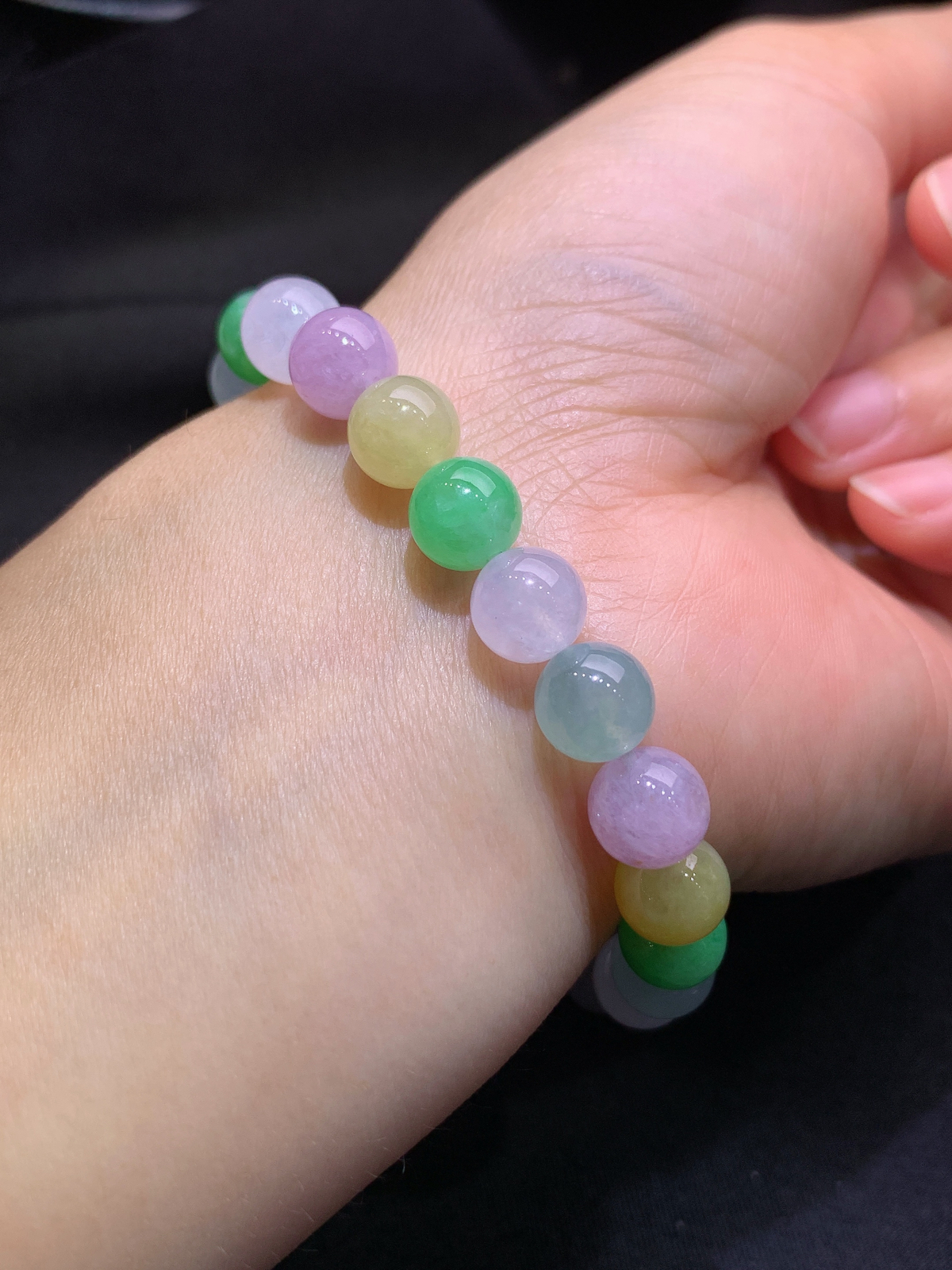 冰种多宝圆珠手串，手链，冰润鲜艳，玉质细腻，种水足，Be 直径7.8