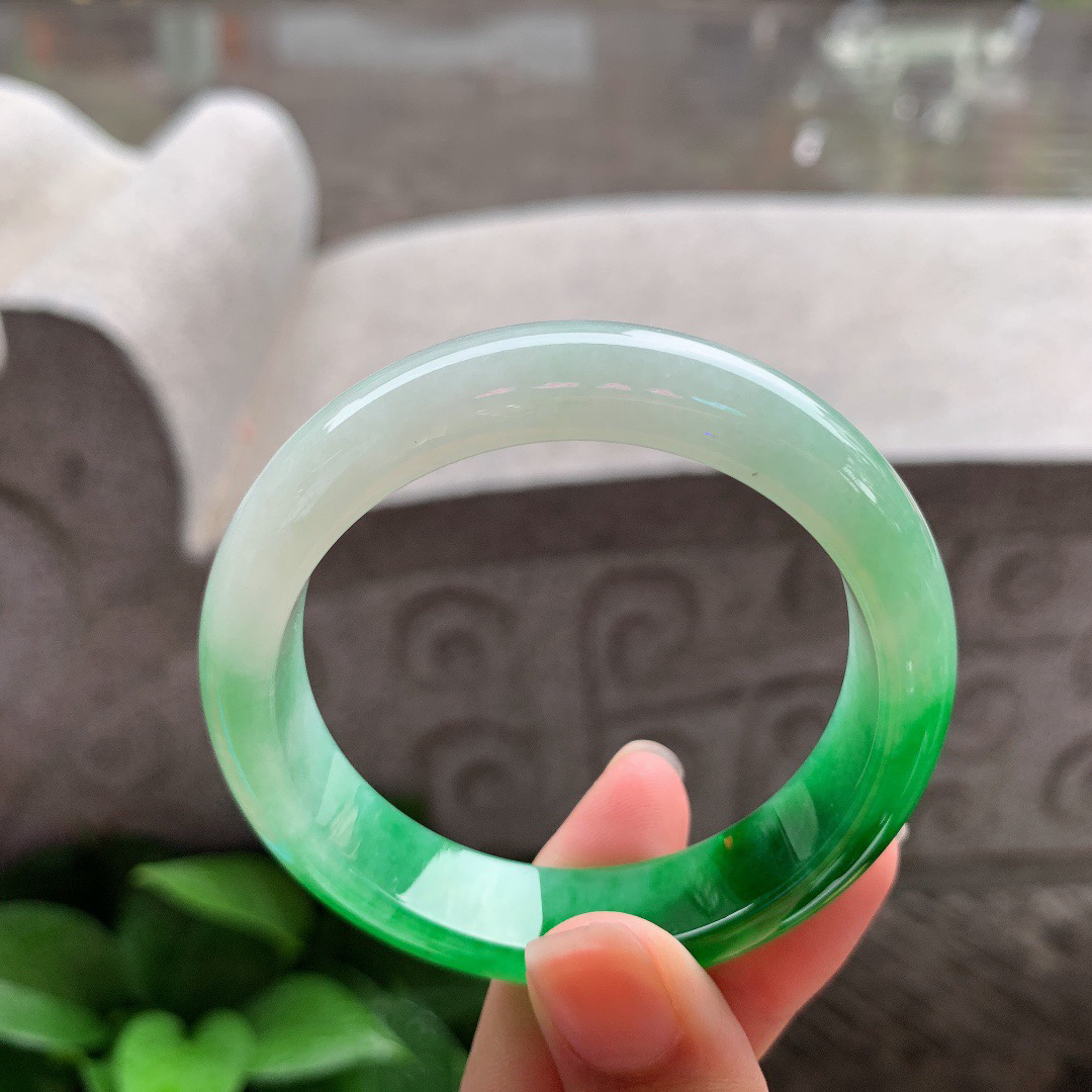 小圈口 51.2-12.7-7.6【辣绿正圈手镯】正圈51 52可戴