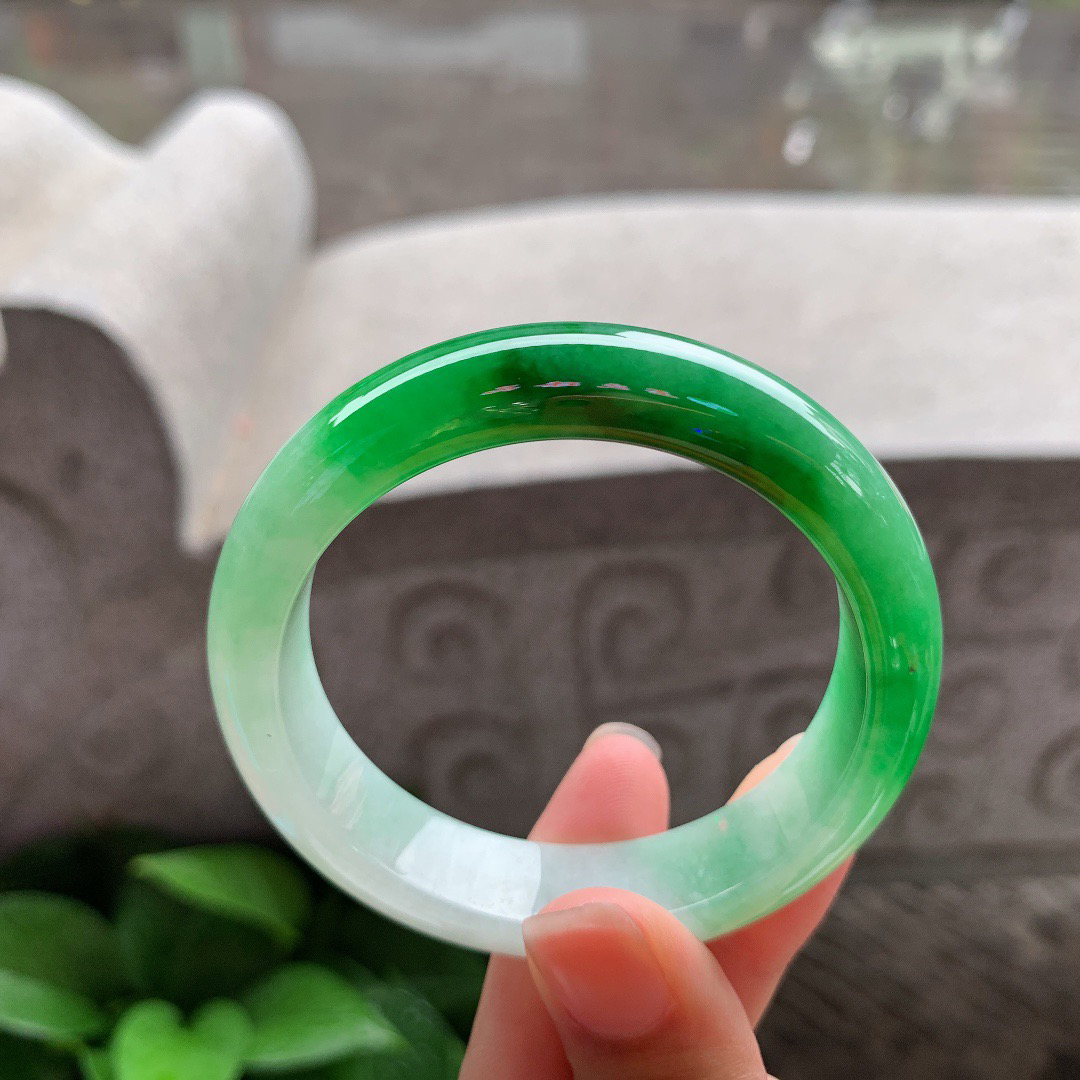 小圈口 51.2-12.7-7.6【辣绿正圈手镯】正圈51 52可戴