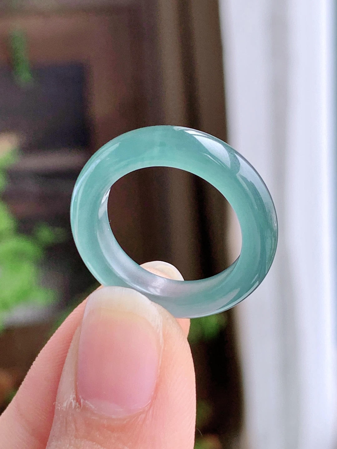 冰天空蓝指环，无裂，性比高，尺寸5.1-4，圈口15.5号，重量3.6克