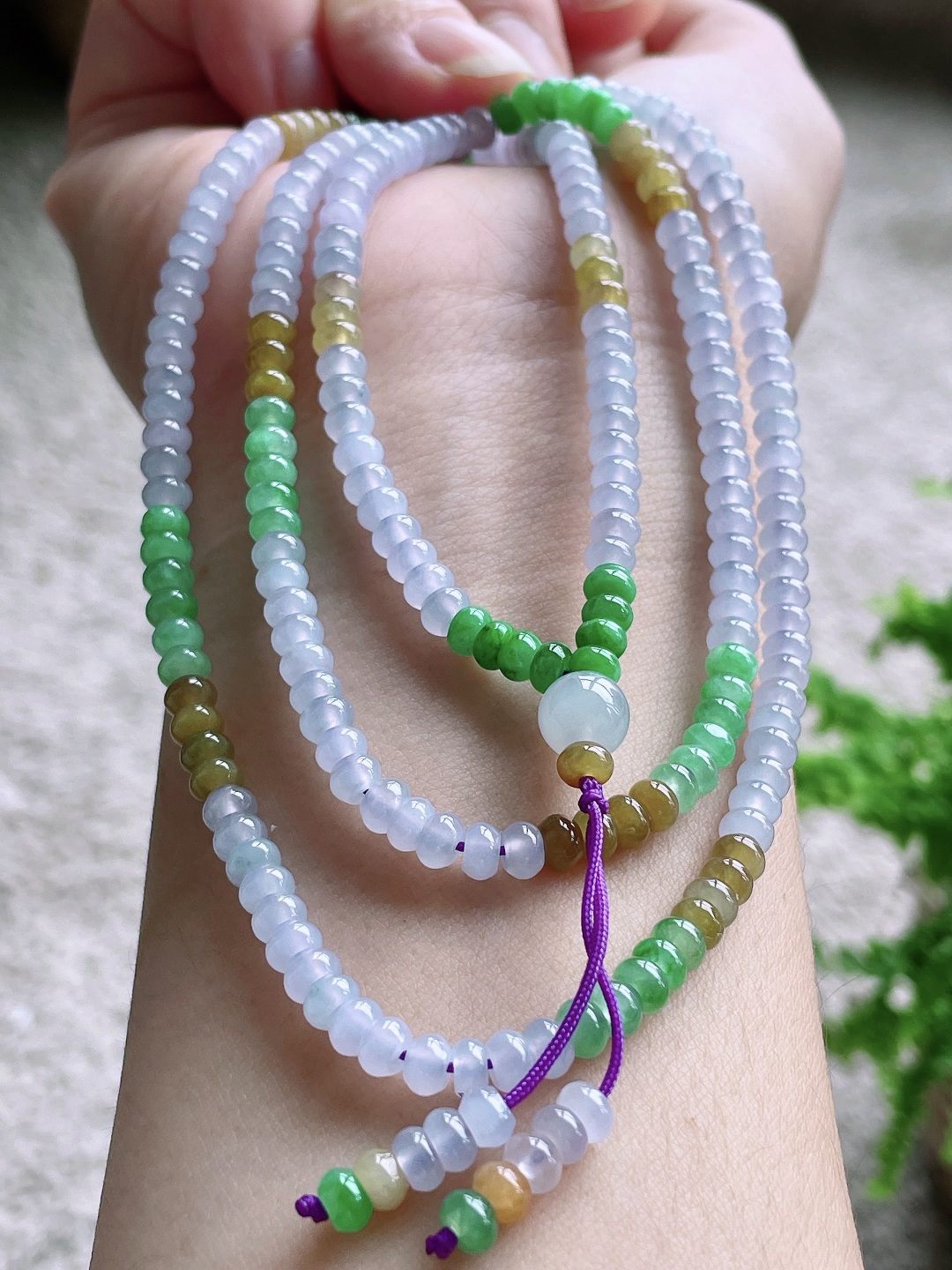 冰多宝珠链圆珠珠子算盘珠链，缅甸，性比高，4.4/2.3mm，32cm，28.2克