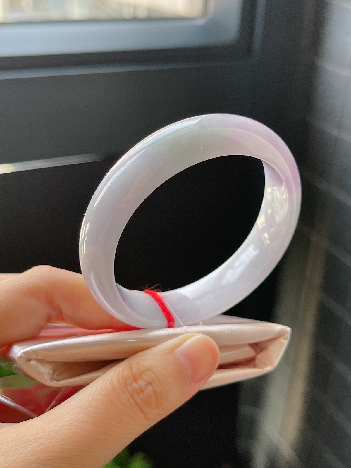 贵妃镯54.2圈口，翡翠糯化种紫罗兰手镯