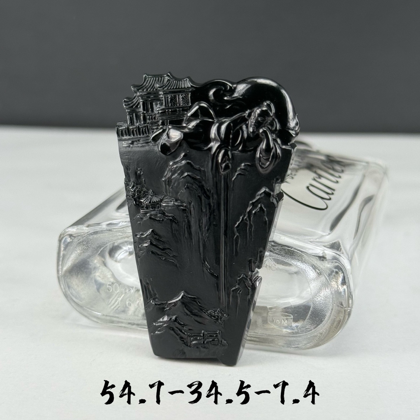 精品墨翠山水牌 种好色正 黑度极好 打灯通透 油性十足  尺寸54.7