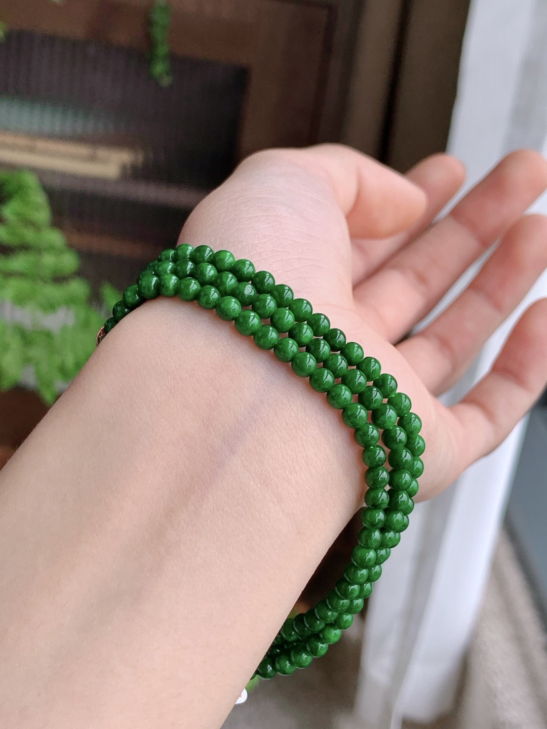 冰辣阳绿珠链圆珠子珠链，性比高，3.6mm，29cm，16.4克
