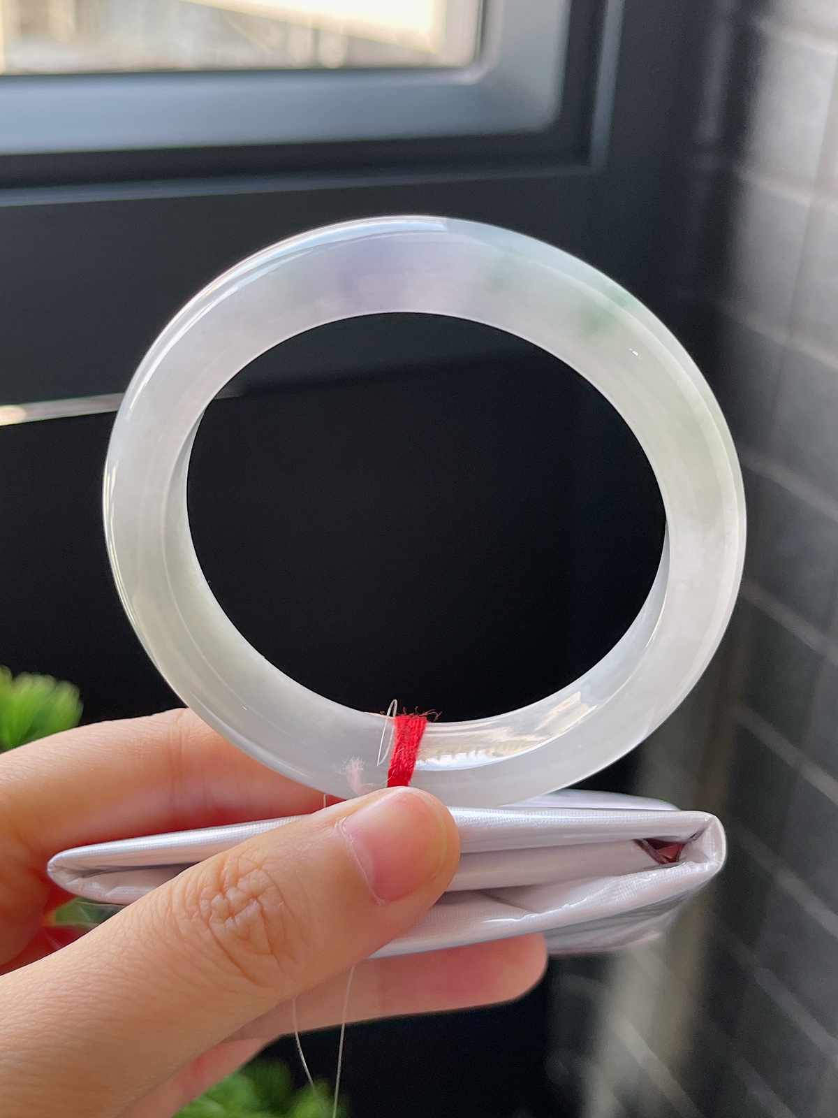 正圈55.2圈口，翡翠冰糯种春带彩手镯