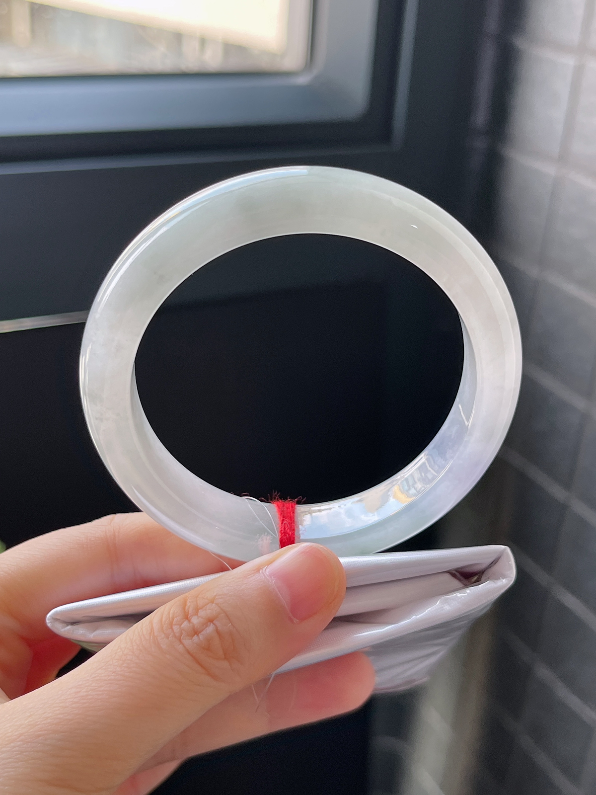 正圈55.2圈口，翡翠冰糯种春带彩手镯