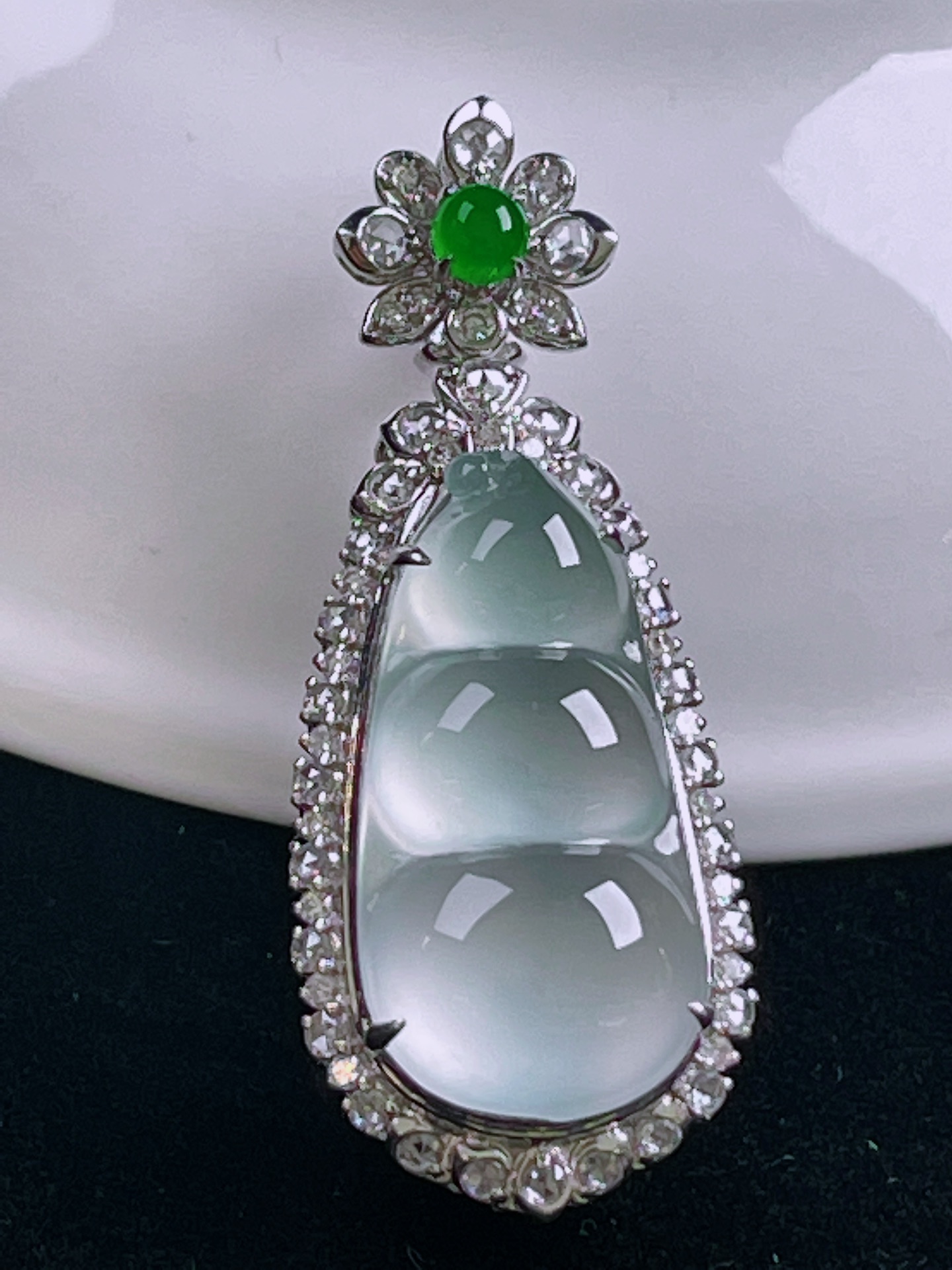 ️冰种福豆，老种起光，细底通透，尺寸：37.4/15/12.7，21.8/11.6mm0427