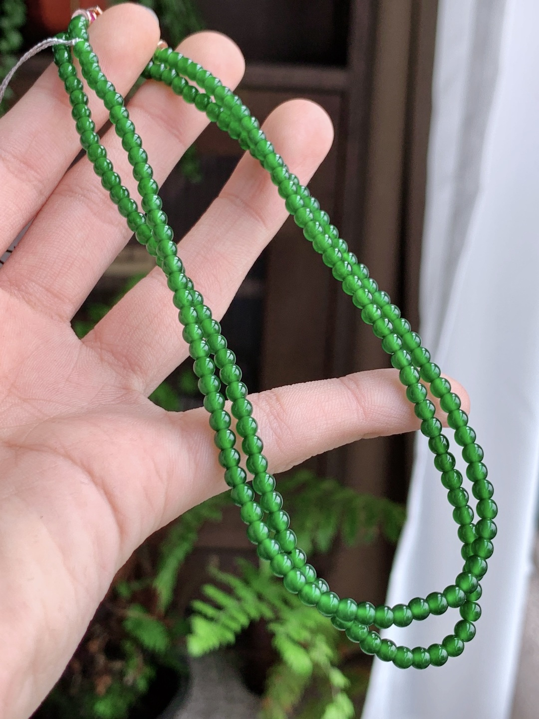 珠子，冰辣绿珠链圆珠子珠链， 性比高，尺寸3.4mm，29cm，重量14.6克