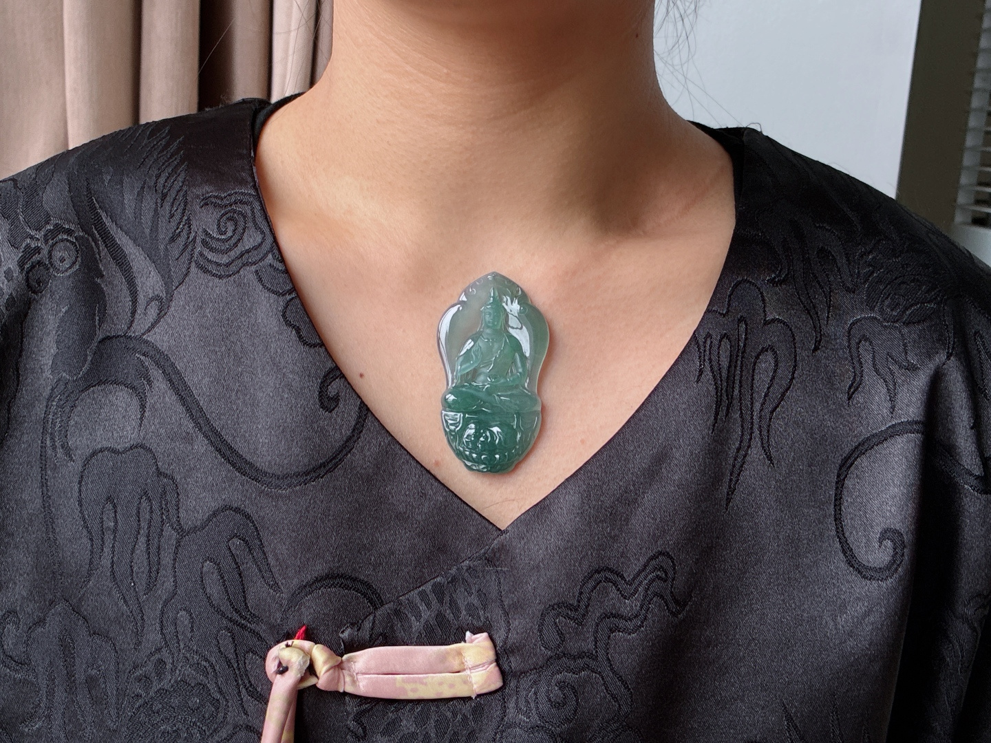 冰天空蓝观音牌吊坠，无裂，性比高，尺寸62.3/33.7/5.6，编号，21.3克