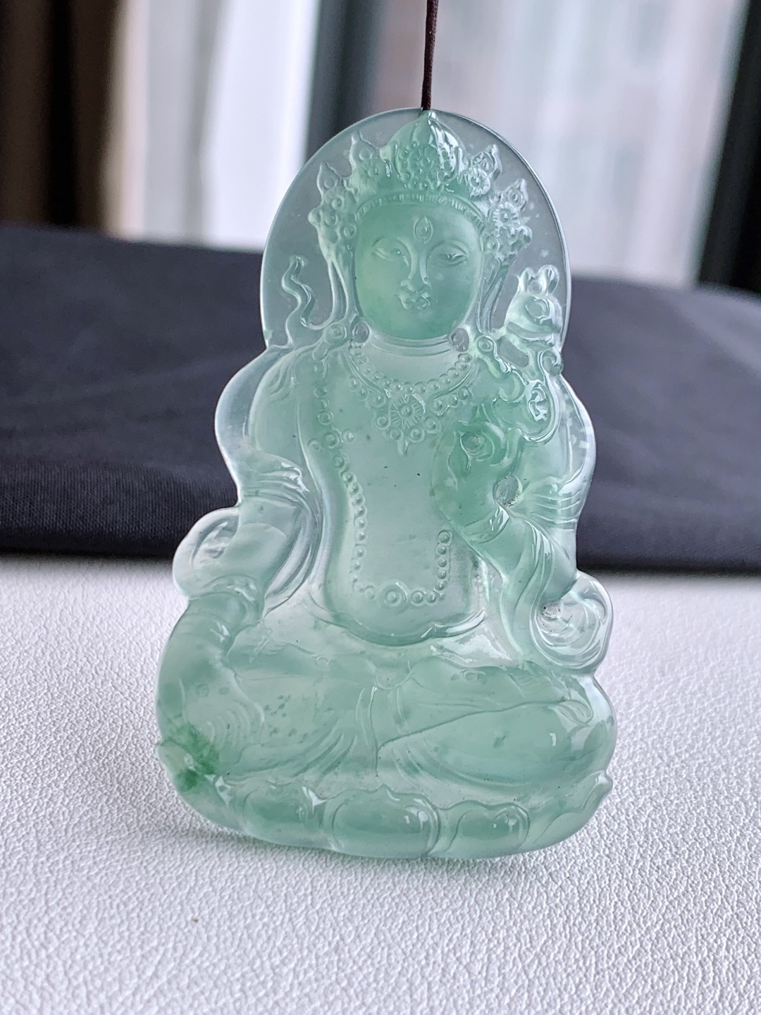 冰天空蓝度母观音吊坠，无裂，性比高，尺寸59.4/36/5，重量18克