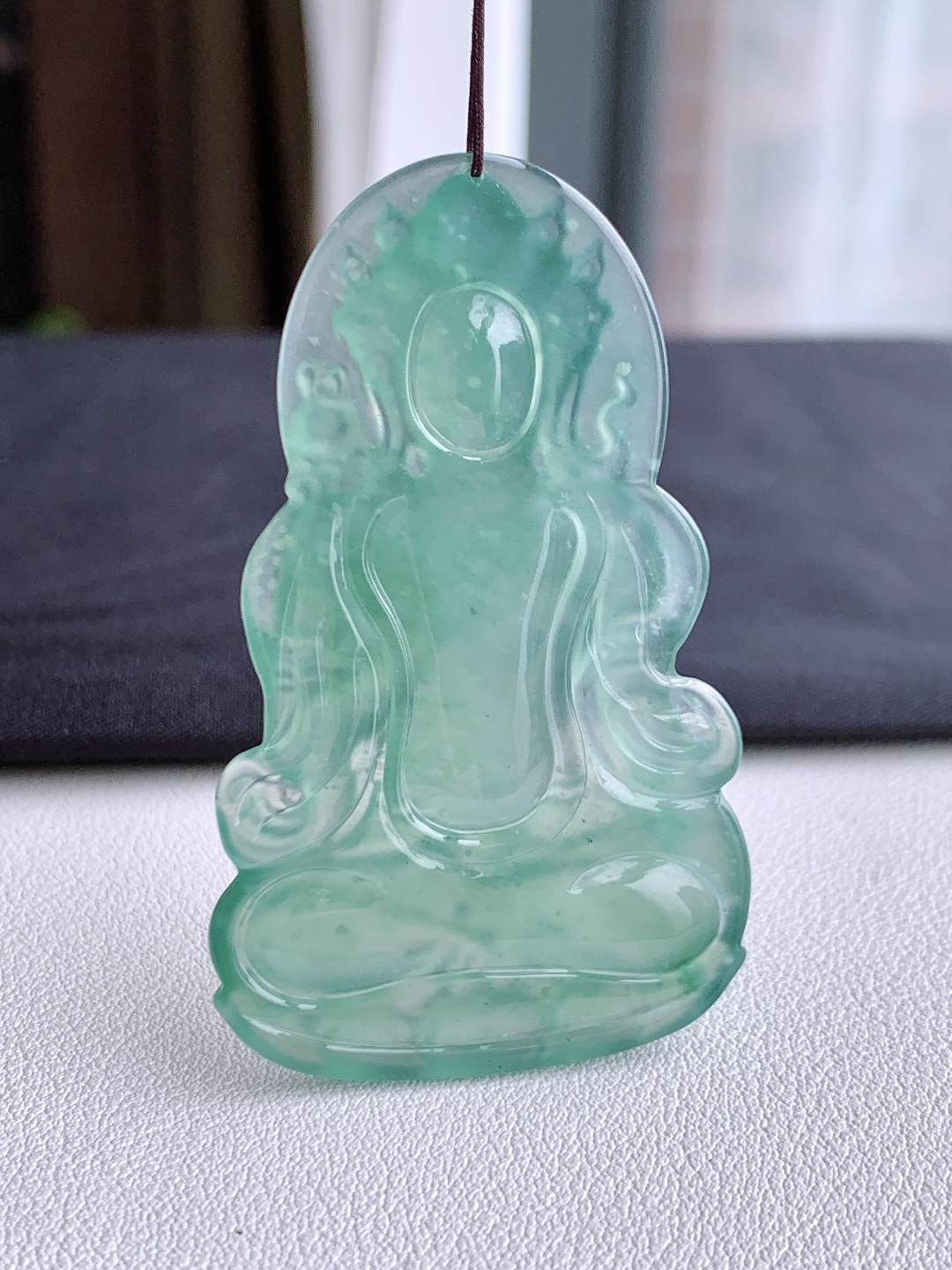 冰天空蓝度母观音吊坠，无裂，性比高，尺寸59.4/36/5，重量18克