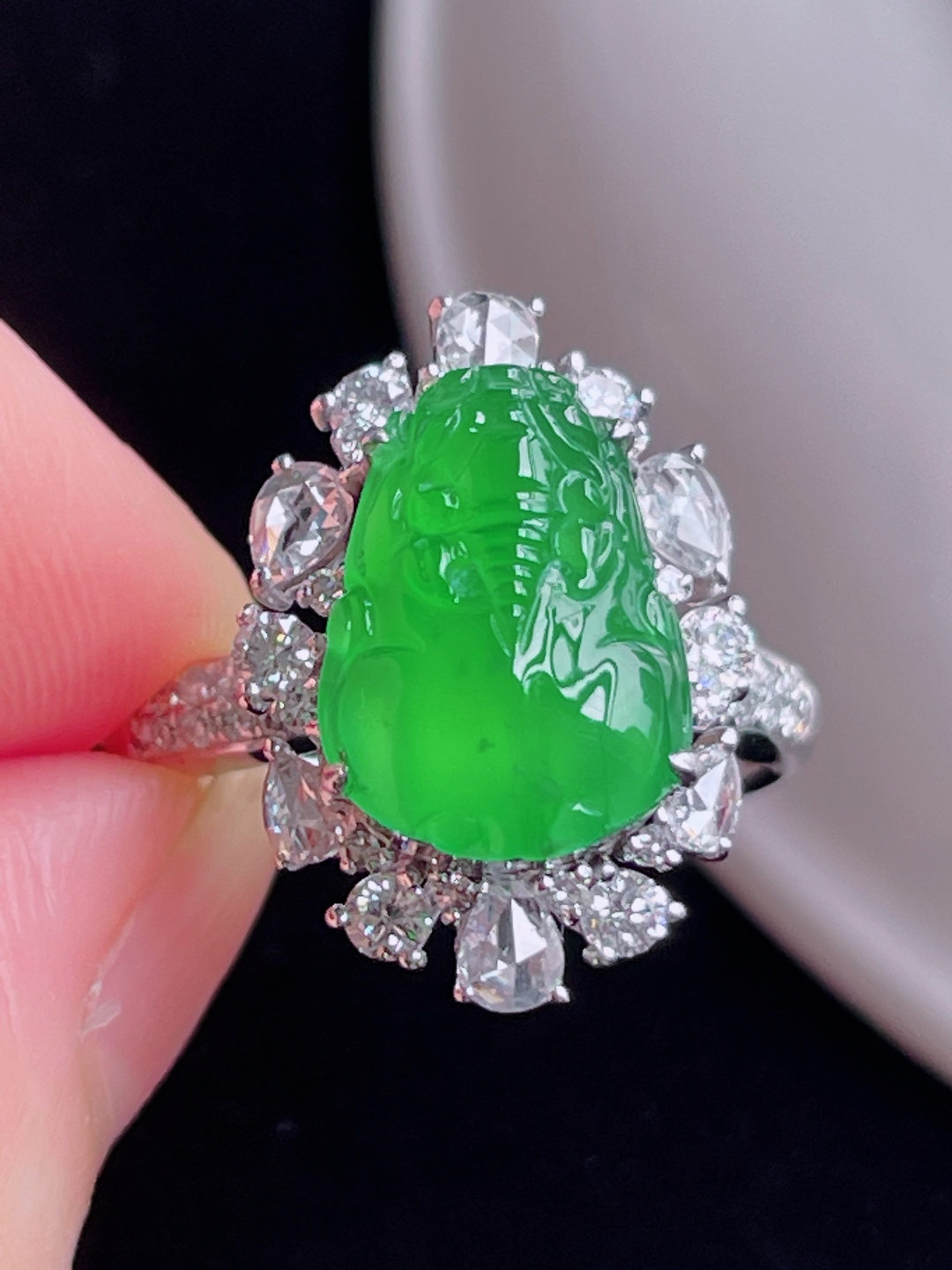 ️ 貔貅戒指 招财神器 色绿圆润：18.5/13.3/11.2，裸石：12.3/9.3，超值