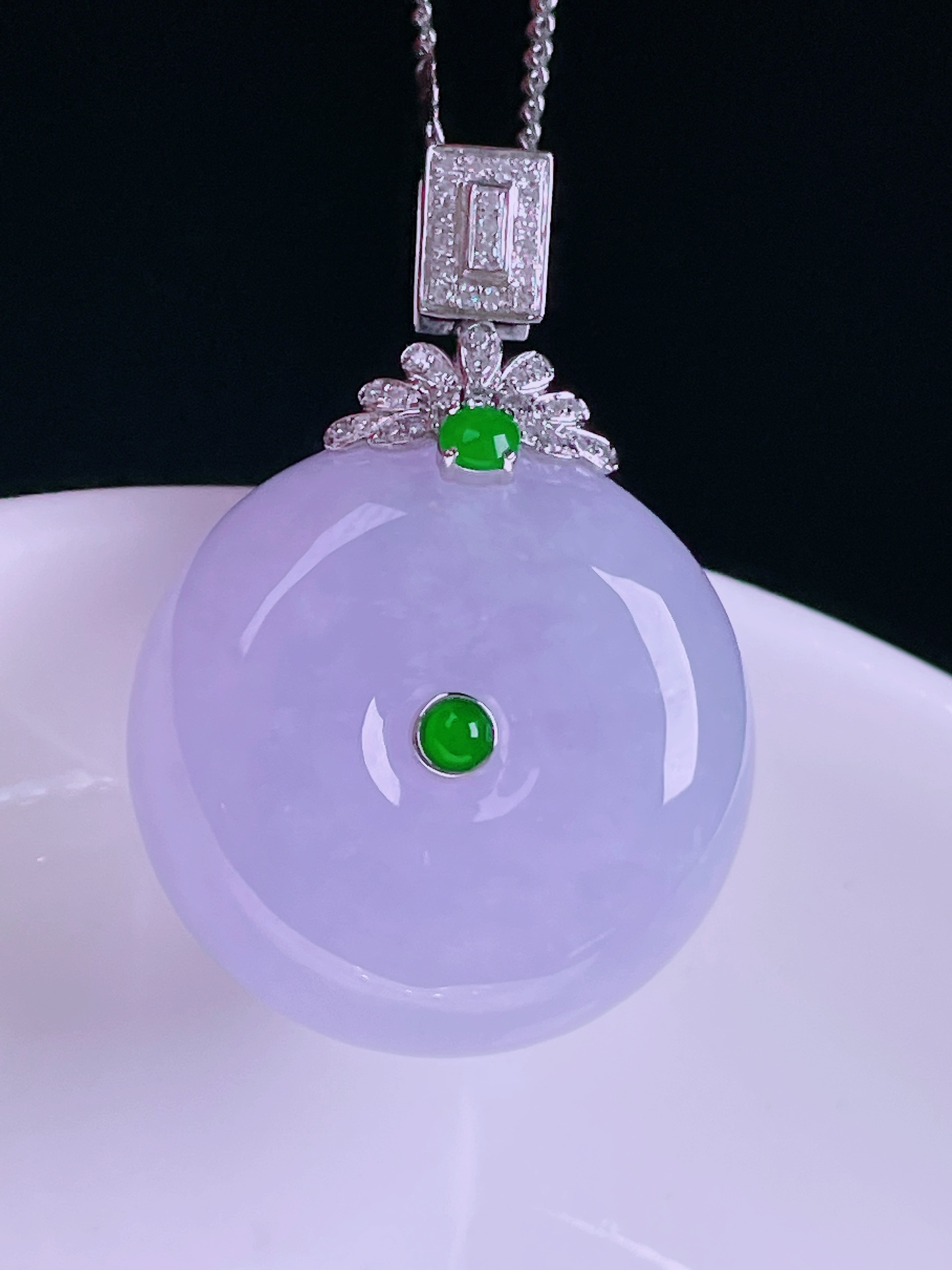 ️紫罗兰平安扣，老种起光，细底通透，尺寸：33/23/12.2mm，0427