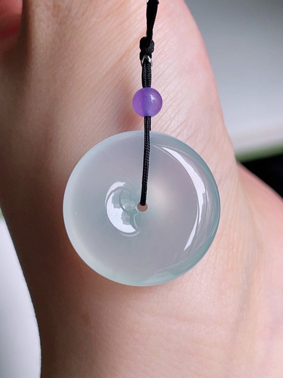 ️ 平安扣，冰润通透，种老水润 22.4/5.9，编号