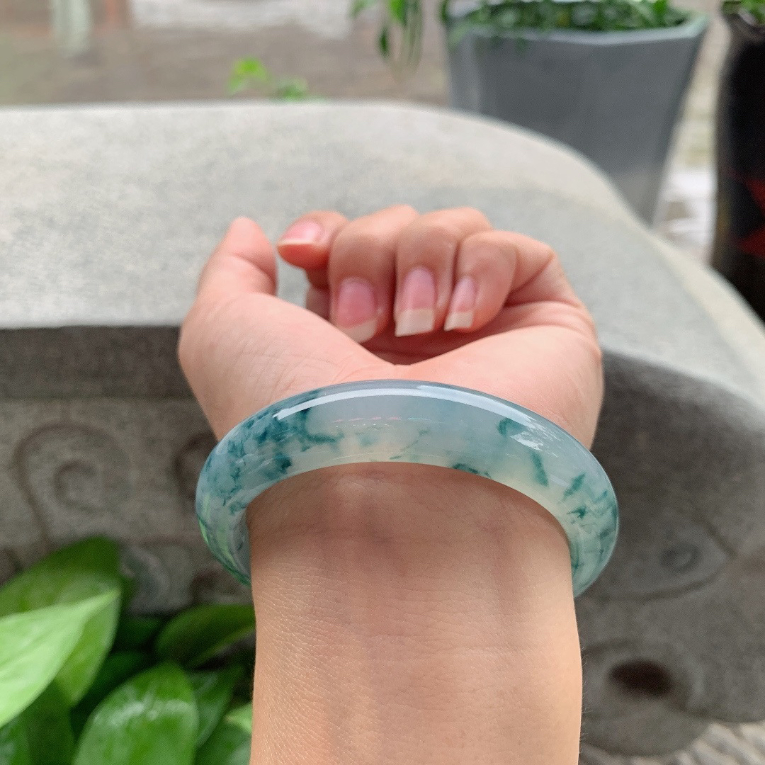 圈口55.5-12.7-8.3 【冰紫飘花正圈手镯】正圈55 56可戴