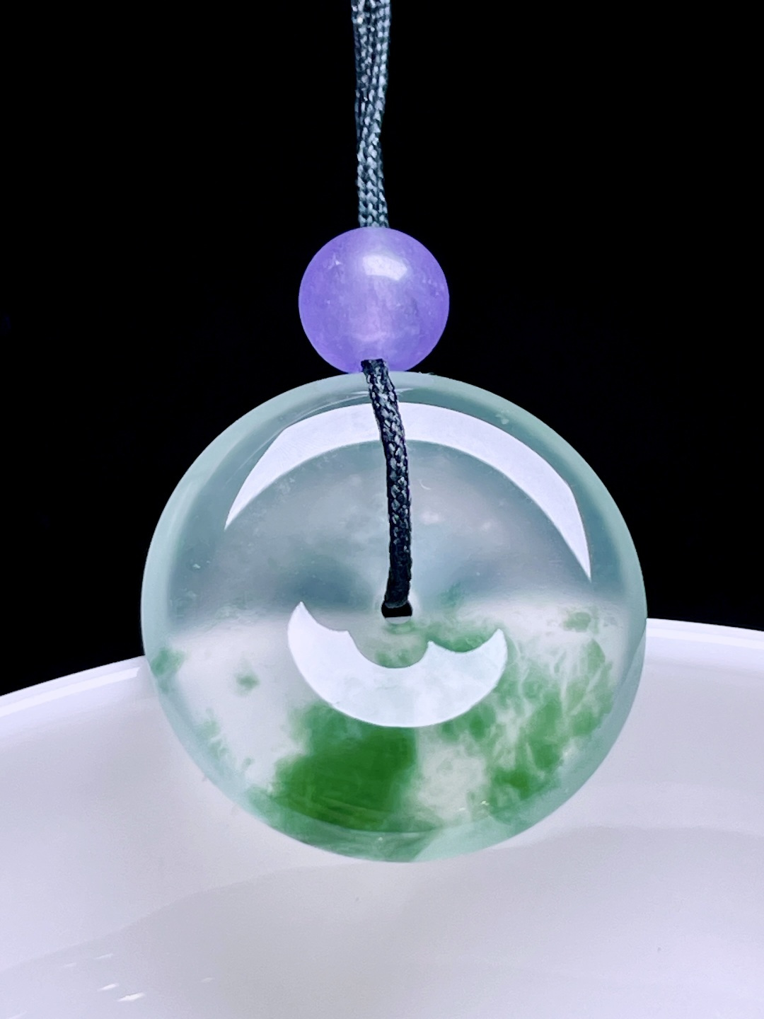 ️ 冰种飘花平安扣，飘花灵动，种老起光，尺寸：29.7/4