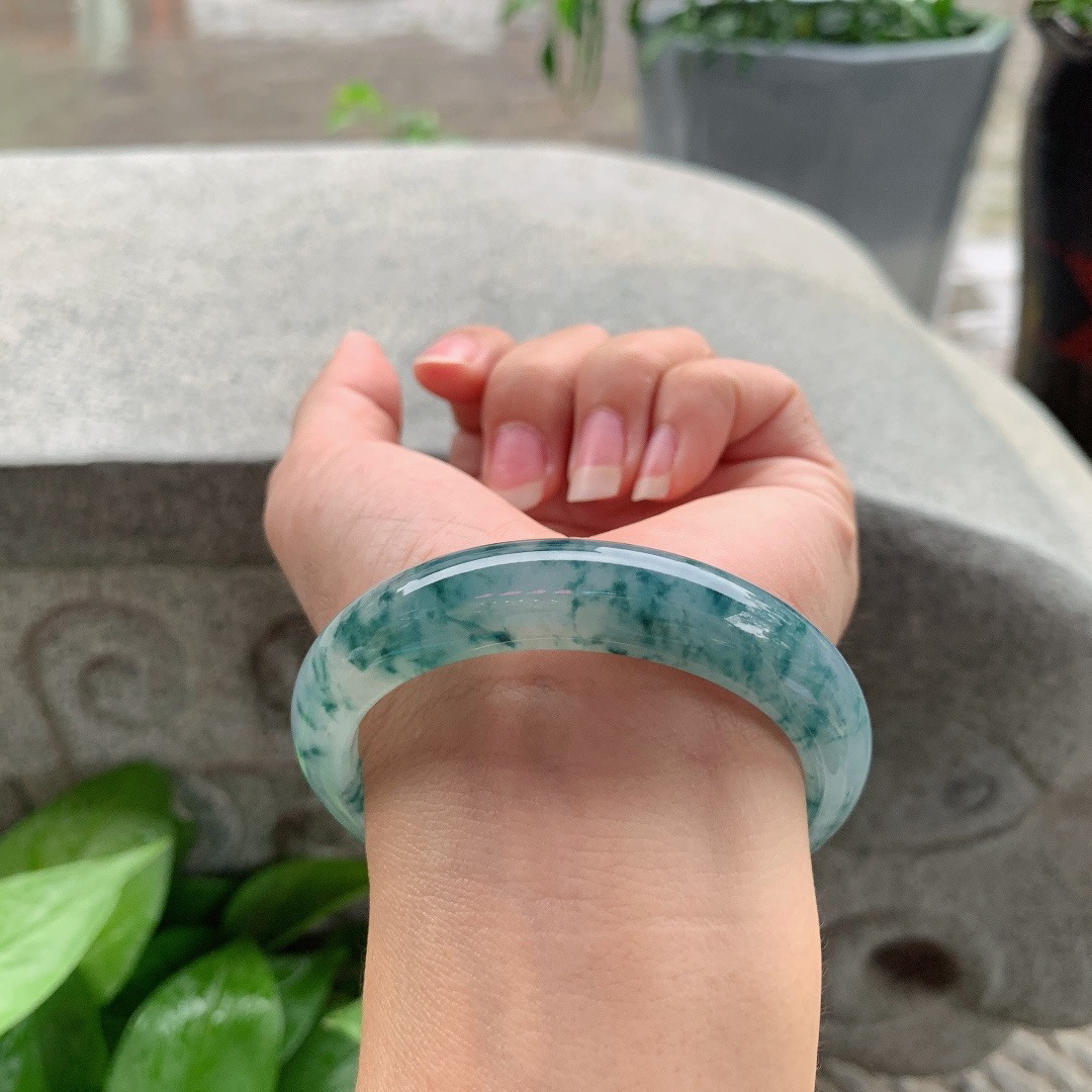 圈口55.5-12.7-8.3 【冰紫飘花正圈手镯】正圈55 56可戴