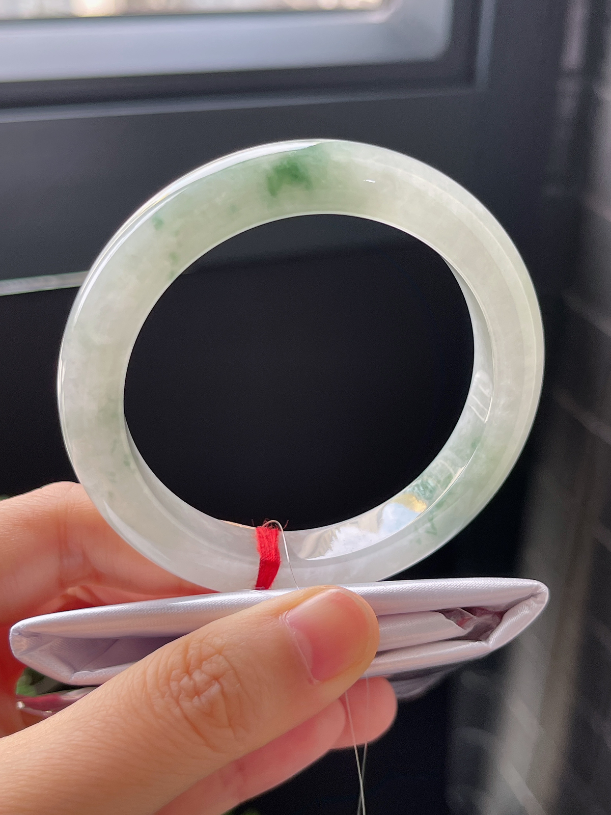 正圈53圈口，翡翠冰糯种飘花手镯