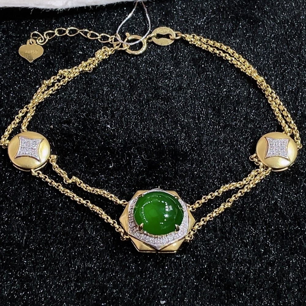 ️冰绿鸽子蛋手链，，18k金镶嵌，种水，重金镶嵌，南非钻镶，厚装饱满，高端大气，时尚百搭，性比高1