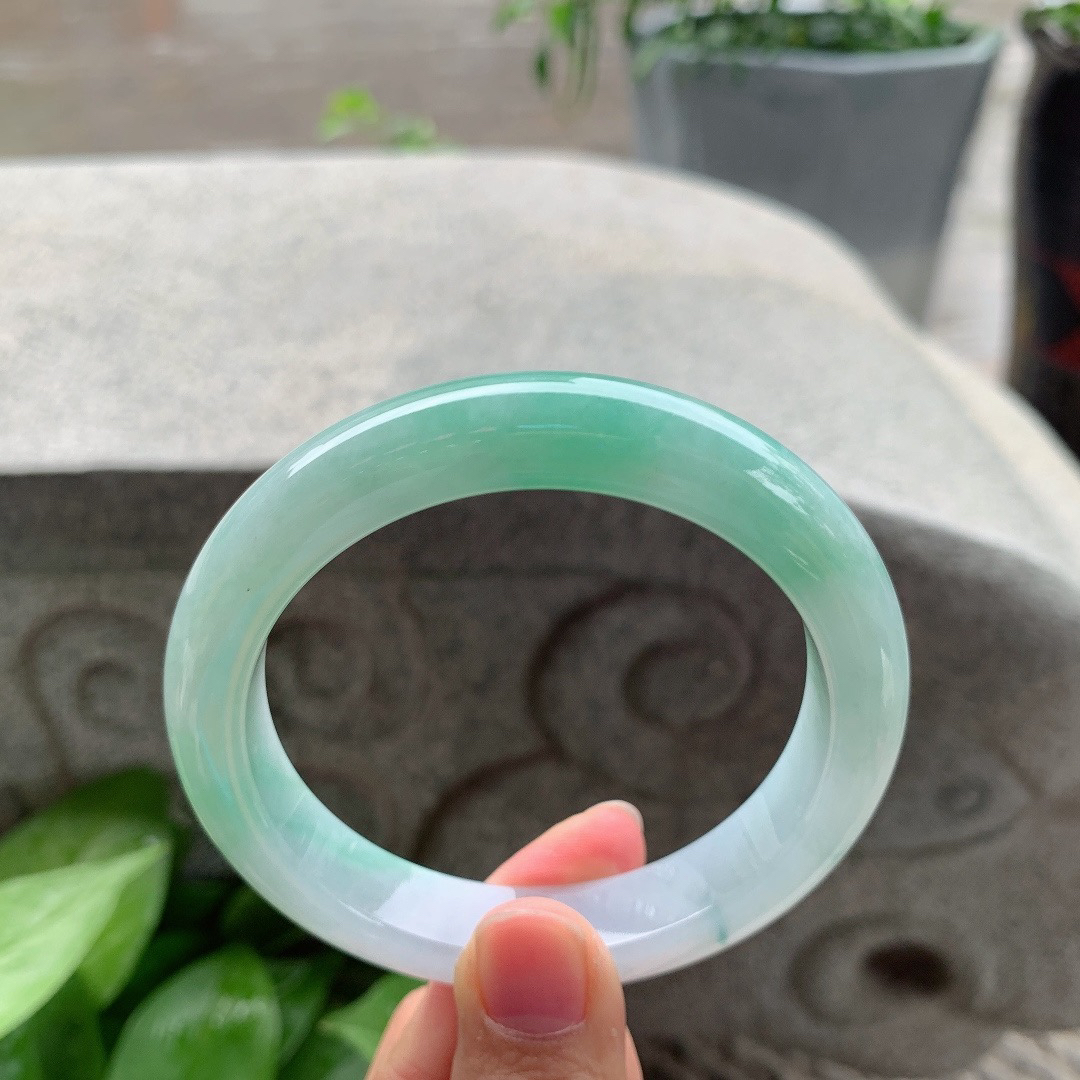 大圈口 61.5-12.6-9.3【飘绿正圈手镯】正圈61 62可戴