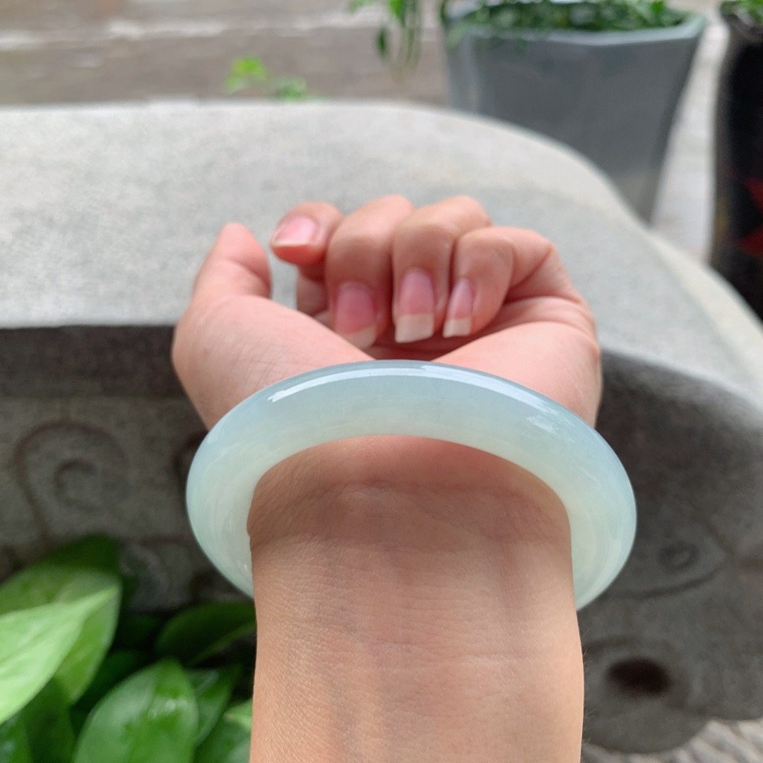 圈口55.2-11 【冰晴水圆条手镯】圆条55 56可戴