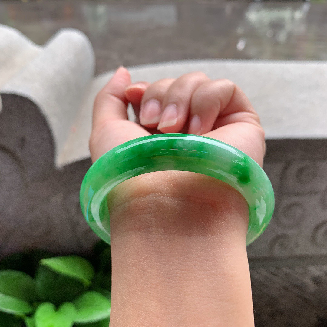 小圈口53.6-11.7-8.8 【满绿正圈手镯】正圈53 54可戴