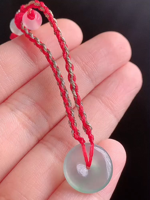 ️天然翡翠 冰种刚起胶平安扣手链，，13.6/3