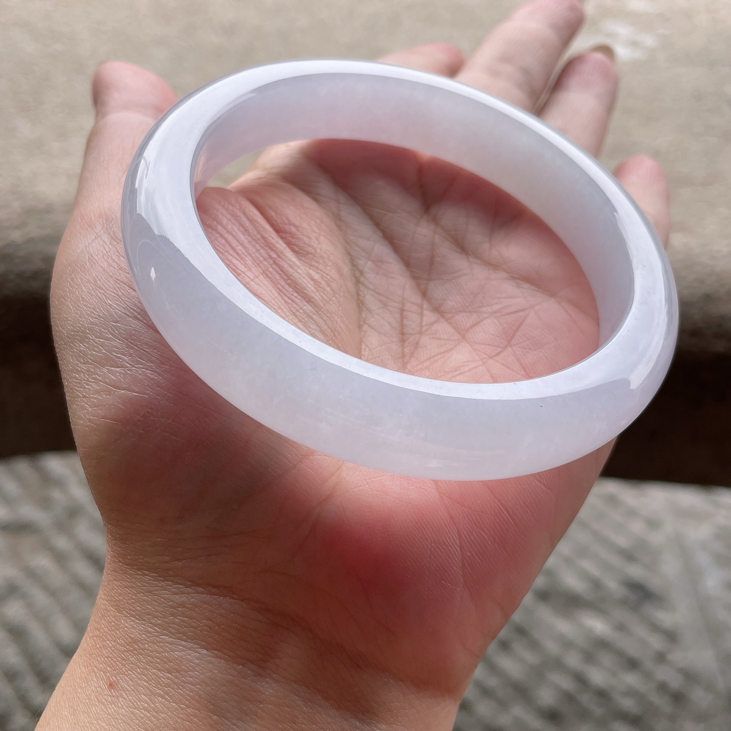 正圈，冰种白冰，大圈口，晶莹剔透，水润，种老，无裂，0428X14